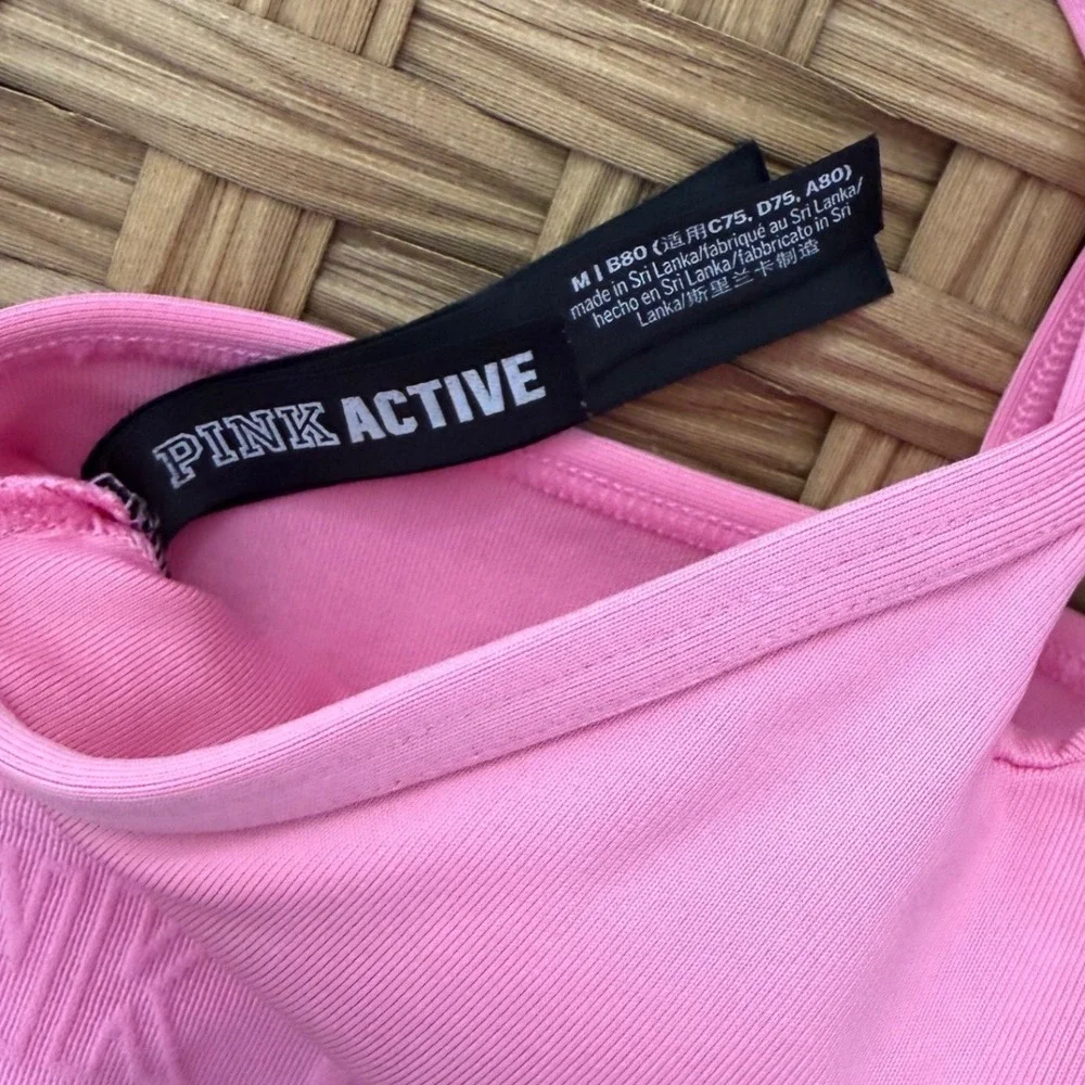 Victoria's Secret PINK Active Sports Bra Pink Double Strap Adjustable M Barbie